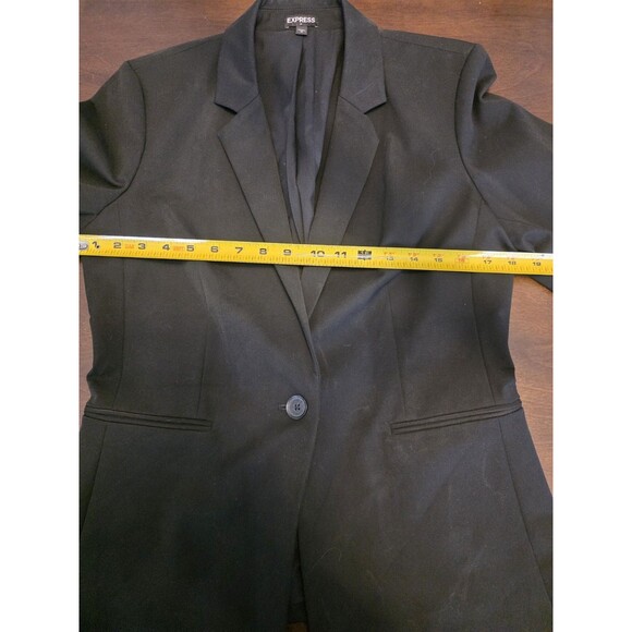 Express Blazer Women 12 Black 1 Button Suit Jacket Business Career - Picture 8 of 9